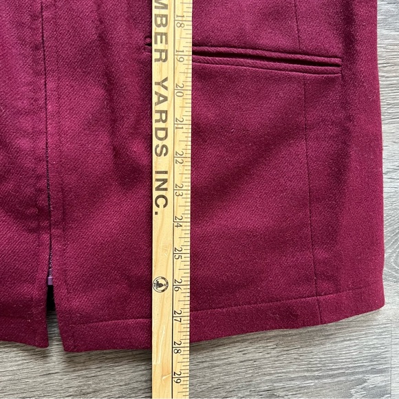 Vintage Requirements 100% Wool Full Zip-Up Pea Coat Dark Red Women's size 10 - Picture 11 of 11